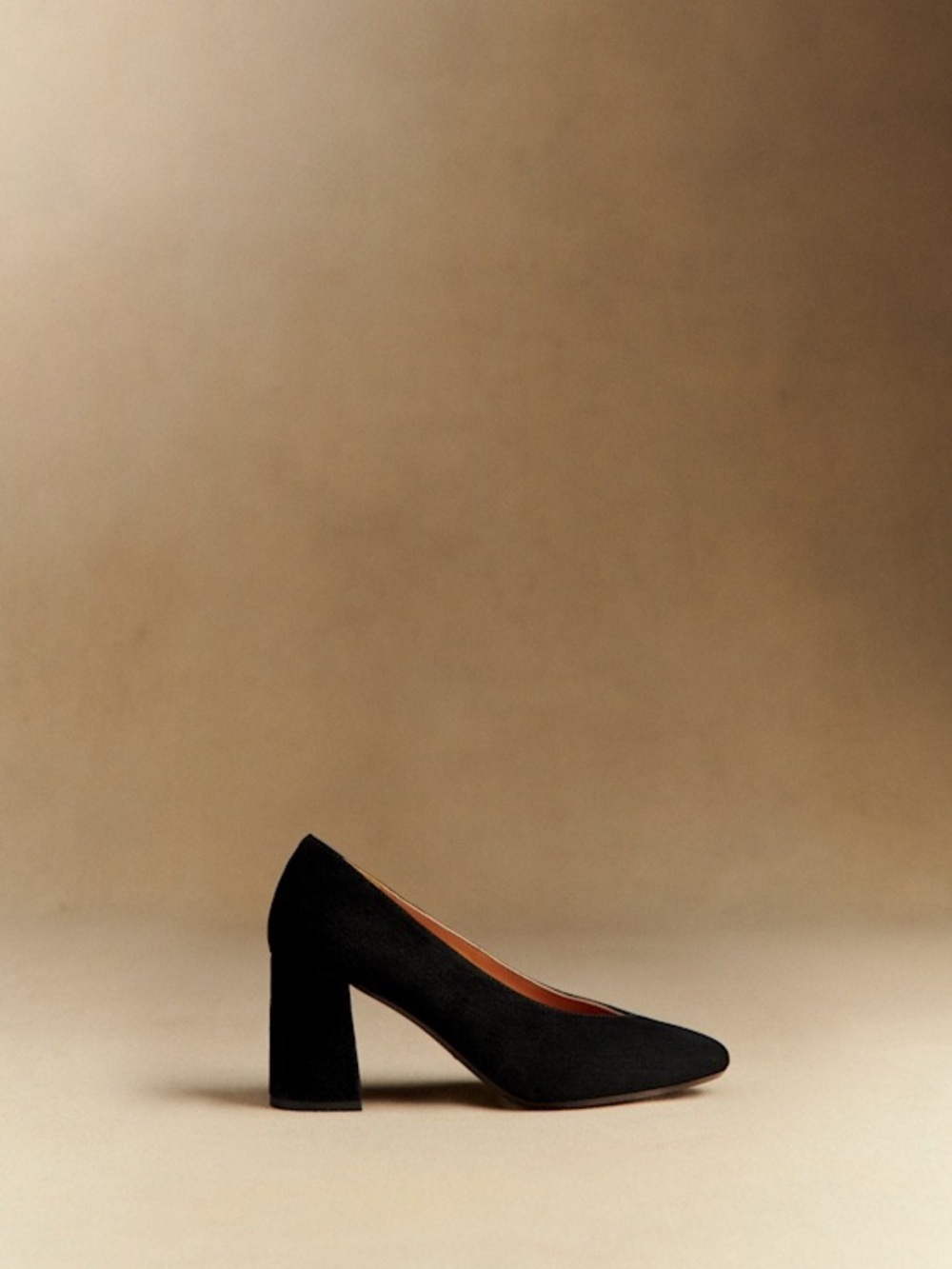 Sezane Alice High Heels Block Pumps Classic Suede Leather Black Size 41 Us 10